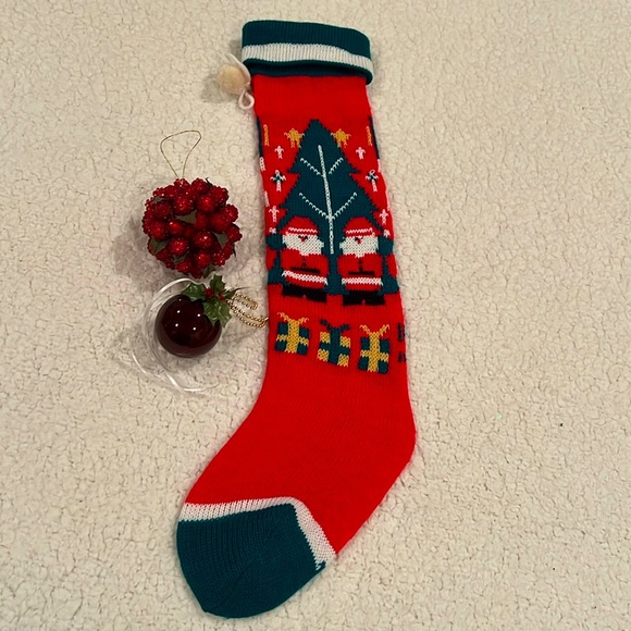 Christmas Decor Stocking and Set of 2 Tree Ornaments - Picture 1 of 9